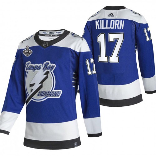 Adidas Tampa Bay Lightning #17 Alex Killorn Blue Road Authentic Youth 2021 Stanley Cup Final Patch Jersey Youth