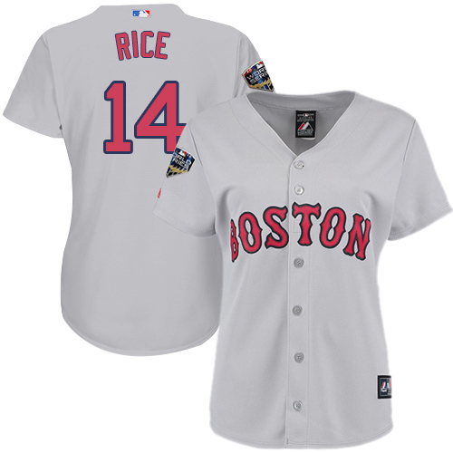 Boston Red Sox #14 Jim Rice Grey Road 2018 World Series Women's Stitched Jersey Womens