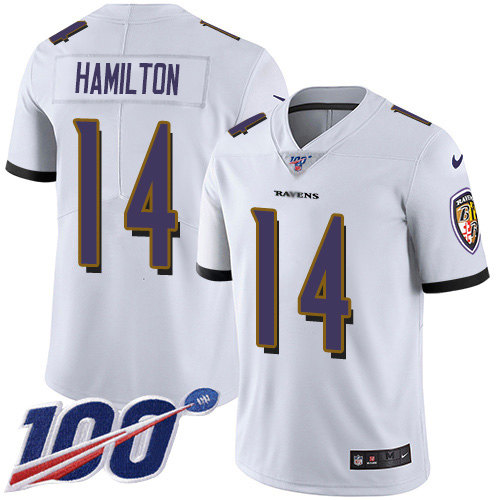 Ravens #14 Kyle Hamilton White Youth Stitched 100th Season Vapor Untouchable Limited Jersey