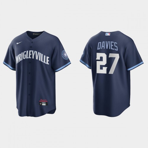 Chicago Chicago Cubs #27 Zach Davies Men's 2021 City Connect Fans Version Navy Jersey Men's