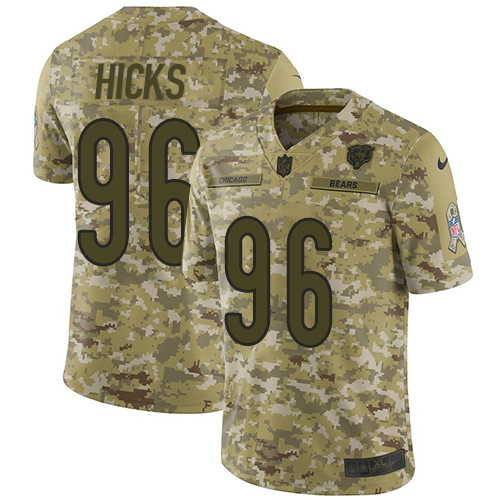 Chicago Bears #96 Akiem Hicks Camo Youth Stitched Limited 2018 Salute to Service Jersey Youth
