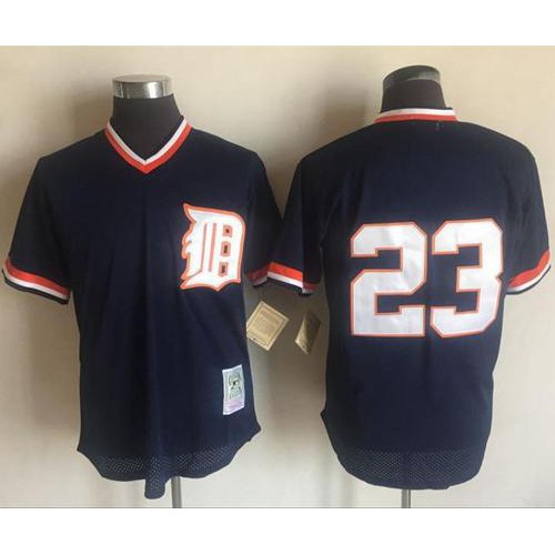 Mitchell and Ness 1984 Detroit Tigers #23 Kirk Gibson Blue Throwback Stitched Jersey Men's