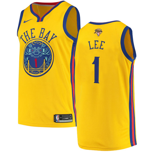 Golden State Warriors #1 Damion Lee Gold 2022 Finals Swingman City Edition Jersey Mens