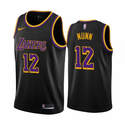 Los Angeles Los Angeles Lakers #12 Kendrick Nunn Black Youth Swingman 2020-21 Earned Edition Jersey Youth