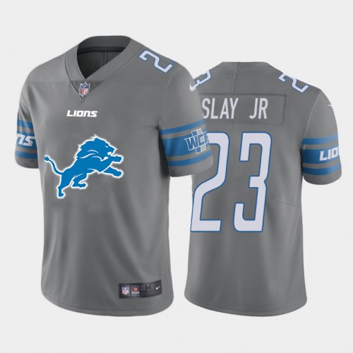 Detroit Detroit Lions #23 Darius Slay Jr Gray Men's Big Team Logo Vapor Limited Jersey Men's