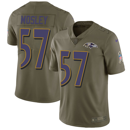 Baltimore Ravens #57 C.J. Mosley Olive Men's Stitched Limited 2017 Salute To Service Jersey Men's