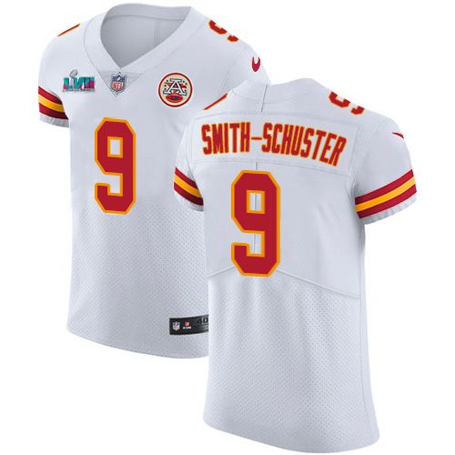 Chiefs #9 JuJu Smith-Schuster White Super Bowl LVII Patch Men's Stitched Vapor Untouchable Elite Jersey