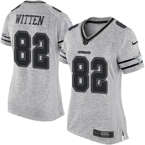 Dallas Cowboys #82 Jason Witten Gray Women's Stitched Limited Gridiron Gray II Jersey Womens