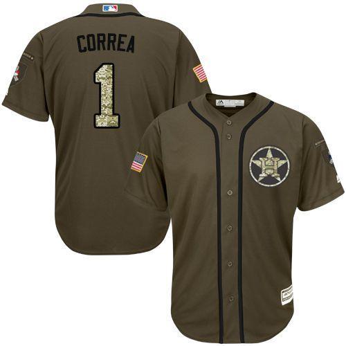 Houston Astros #1 Carlos Correa Green Salute to Service Stitched Jersey Men's