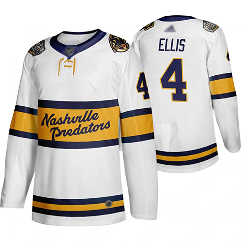 Adidas Nashville Predators #4 Ryan Ellis White Authentic 2020 Winter Classic Stitched Jersey Men's