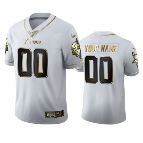 Minnesota Vikings Custom Men's White Golden Edition Vapor Limited 100 Jersey