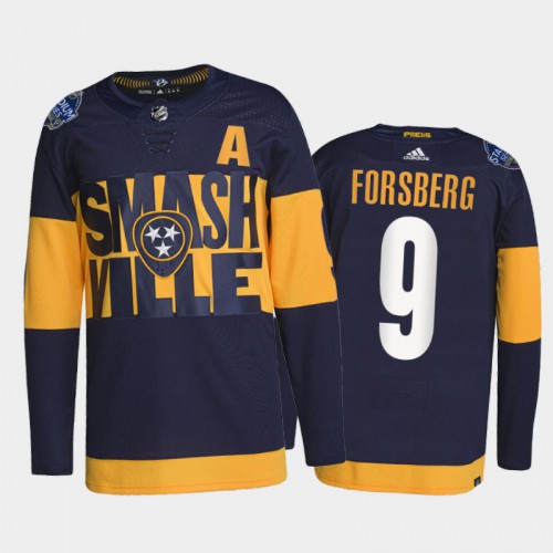 Adidas Nashville Predators #9 Filip Forsberg Men's 2022 Stadium Series Authentic Jersey - Navy Men's