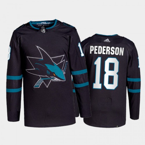 Adidas San Jose Sharks #18 Lane Pederson Men's 2021-22 Alternate Authentic Jersey - Black Men's