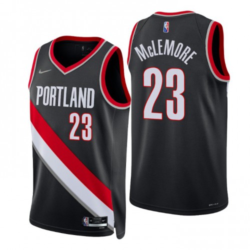 Portland Trail Blazers #23 Ben Mclemore Black Mens 2021-22 75th Anniversary Diamond Swingman Jersey - Icon Edition Mens