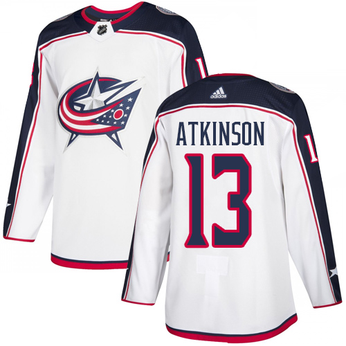 Adidas Columbus Blue Jackets #13 Cam Atkinson White Road Authentic Stitched Jersey Men's