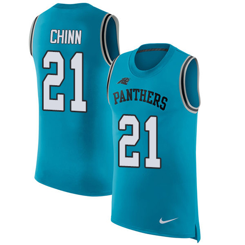 Panthers #21 Jeremy Chinn Blue Alternate Men's Stitched Limited Rush Tank Top Jersey