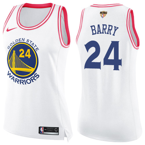 Golden State Warriors #24 Rick Barry White/Pink The Finals Patch Womens Swingman Fashion Jersey Womens