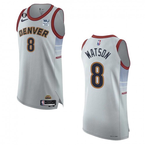 Denver Denver Nuggets #8 Peyton Watson Silver 2022-23 Authentic Jersey - City Edition Mens
