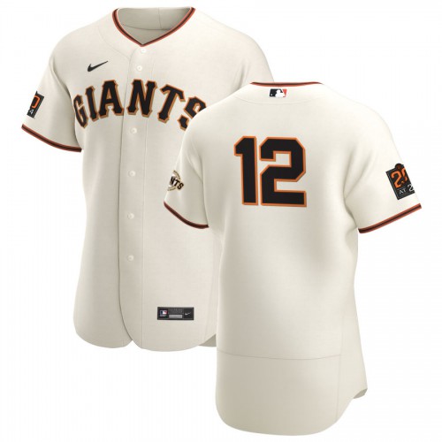 San Francisco San Francisco Giants #12 Alex Dickerson Men's Cream Home 2020 Authentic 20 at 24 Patch Player Jersey Men's