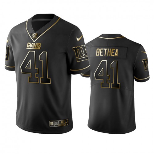 New York Giants #41 Antoine Bethea Black Golden Limited Edition Stitched Jersey Men's