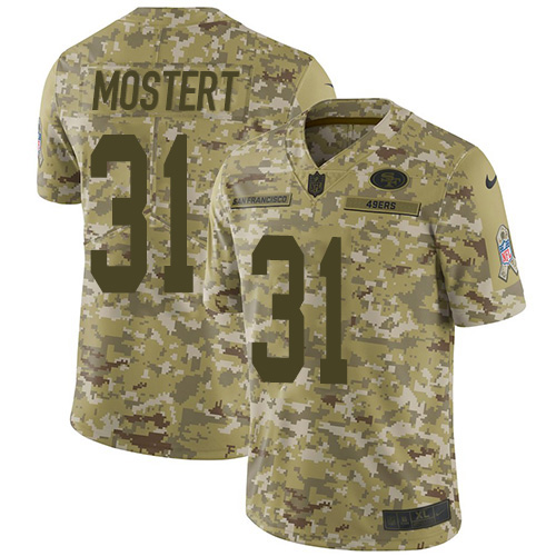 San Francisco 49ers #31 Raheem Mostert Camo Youth Stitched Limited 2018 Salute To Service Jersey Youth