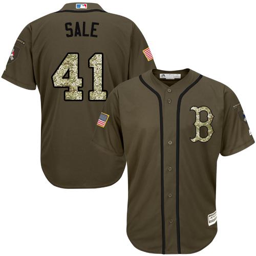 Boston Red Sox #41 Chris Sale Green Salute to Service Stitched Jersey Men's