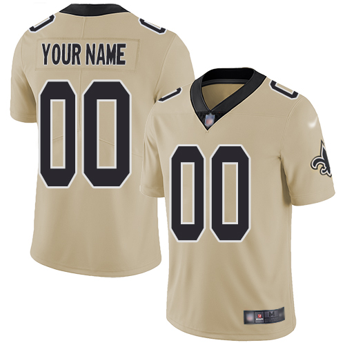 New Orleans Saints Customized Gold Men's Stitched Limited Inverted Legend Jersey