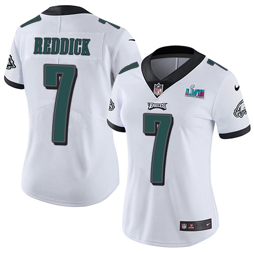 Eagles #7 Haason Reddick White Super Bowl LVII Patch Women's Stitched Vapor Untouchable Limited Jersey