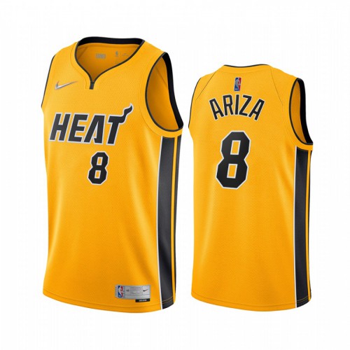 Miami Miami Heat #8 Trevor Ariza Yellow Womens Swingman 2020-21 Earned Edition Jersey Womens