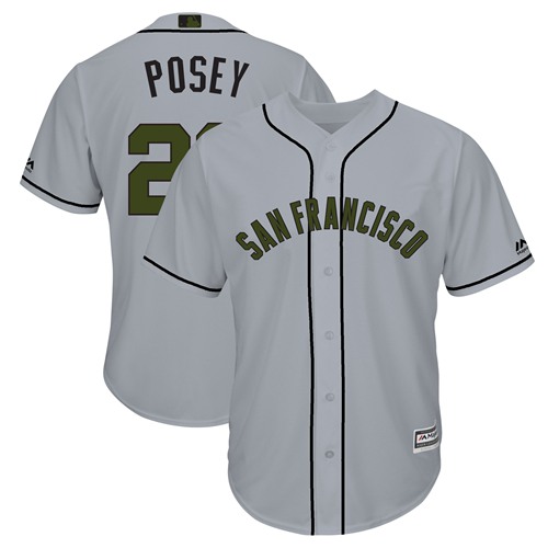 San Francisco Giants #28 Buster Posey Grey New Cool Base 2018 Memorial Day Stitched Jersey Men's