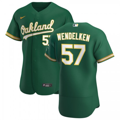 Oakland Oakland Athletics #57 J.B. Wendelken Men's Kelly Green Alternate 2020 Authentic Player Jersey Men's