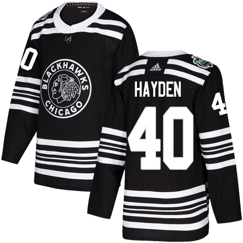 Adidas Chicago Blackhawks #40 John Hayden Black Authentic 2019 Winter Classic Stitched Jersey Men's