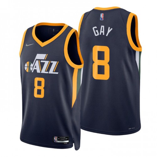 Utah Jazz #8 Rudy Gay Navy Mens 2021-22 75th Anniversary Diamond Swingman Jersey - Icon Edition Mens