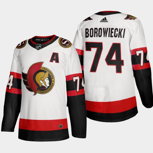 Ottawa Ottawa Senators #74 Mark Borowiecki Men's Adidas 2020-21 Authentic Player Away Stitched Jersey White Men's