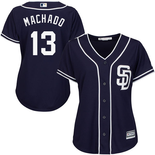 San Diego Padres #13 Manny Machado Navy Blue Alternate Women's Stitched Jersey Womens