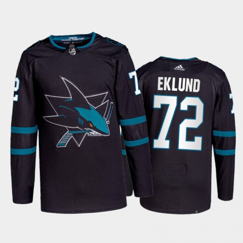 Adidas San Jose Sharks #72 William Eklund Men's 2021-22 Alternate Authentic Jersey - Black Men's
