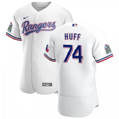 Texas Texas Rangers #74 Sam Huff Men's White Home 2020 Authentic Patch Player Jersey Men's