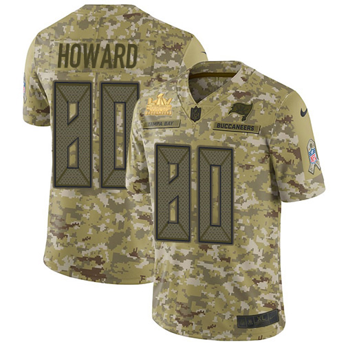 Tampa Bay Buccaneers #80 O. J. Howard Camo Youth Super Bowl LV Champions Patch Stitched Limited 2018 Salute To Service Jersey Youth