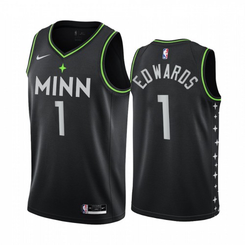 Minnesota Timberwolves #1 Anthony Edwards Black Swingman 2020-21 City Edition Jersey Mens