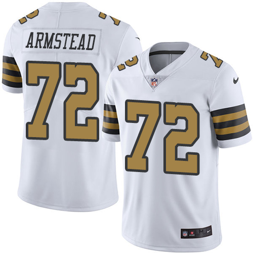 New Orleans Saints #72 Terron Armstead White Youth Stitched Limited Rush Jersey Youth