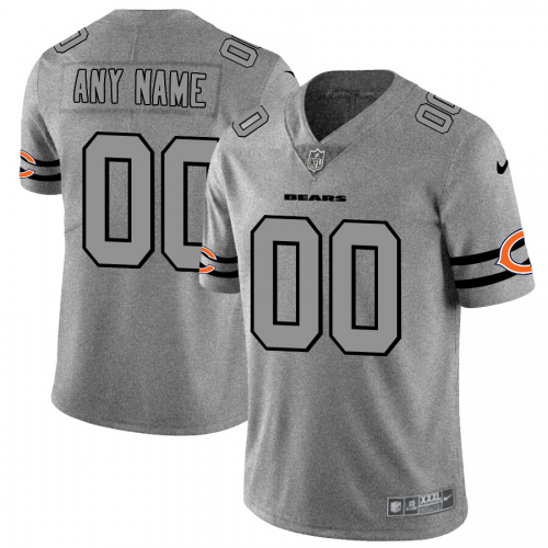 Chicago Bears Custom Men's Gray Gridiron II Vapor Untouchable Limited Jersey