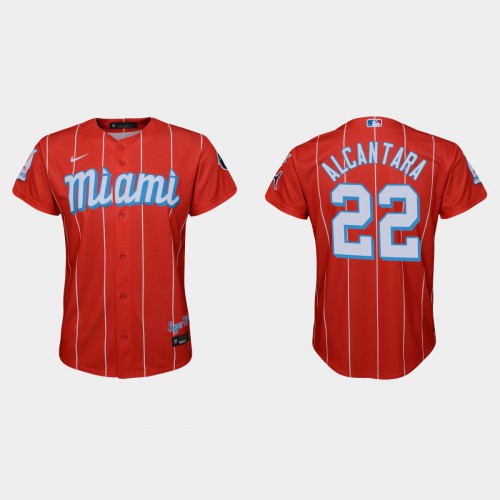 Miami Miami Marlins #22 Sandy Alcantara Youth 2021 City Connect Authentic Jersey Red Youth