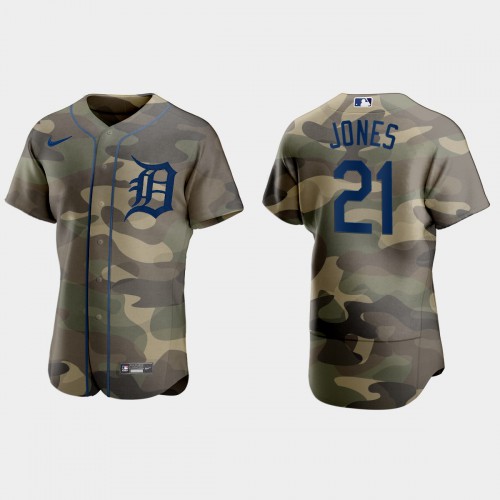 Detroit Detroit Tigers #21 Jacoby Jones Men's 2021 Armed Forces Day Authentic Jersey -Camo Men's