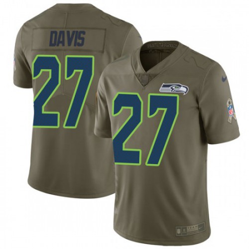 Seattle Seahawks #27 Mike Davis Olive Men's Stitched Limited 2017 Salute to Service Jersey Men's