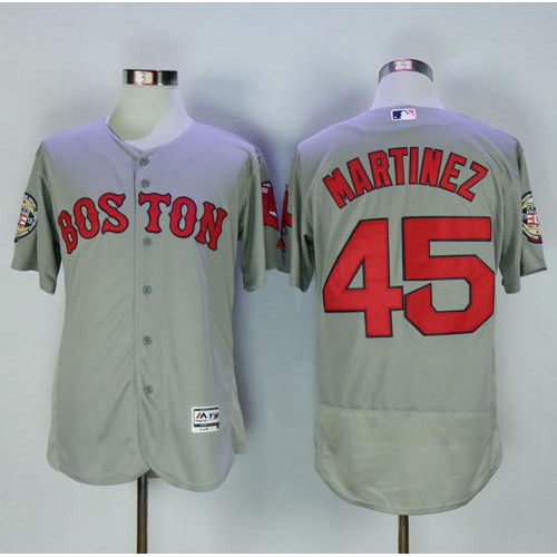Boston Red Sox #45 Pedro Martinez Grey Flexbase Authentic Collection Stitched Jersey Men's