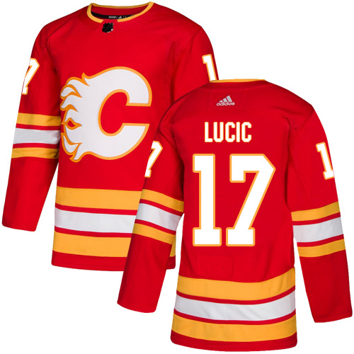 Adidas Calgary Flames #17 Milan Lucic Red Alternate Authentic Stitched Youth Jersey Youth