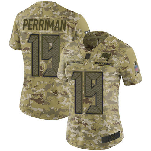 Tampa Bay Buccaneers #19 Breshad Perriman Camo Women's Stitched Limited 2018 Salute to Service Jersey Womens