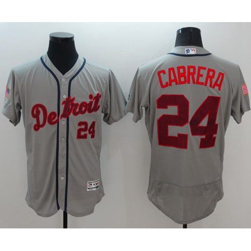 Detroit Tigers #24 Miguel Cabrera Grey Fashion Stars & Stripes Flexbase Authentic Stitched Jersey Men's