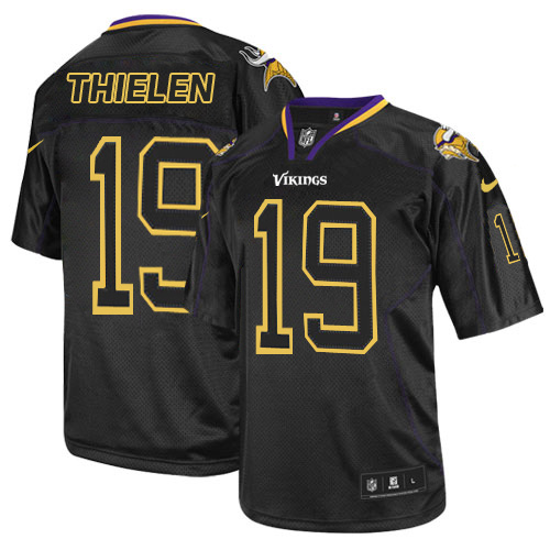 Vikings #19 Adam Thielen Lights Out Black Men's Stitched Elite Jersey