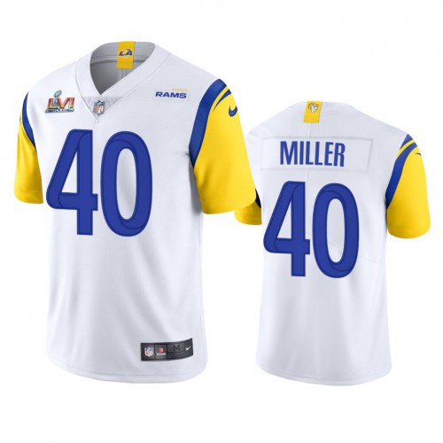 Los Angeles Los Angeles Rams #40 Von Miller Men's Super Bowl LVI Patch Alternate Vapor Limited Jersey - White Men's